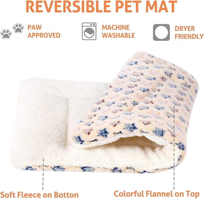 Mora Pets Dog Crate Pad - Ultra Soft Pet Bed With Cute Star Print, Washable Mat for Large Medium Small Dogs, Reversible Fleece Kennel Liner, Cat Bed 21 x 12 Inch Brown