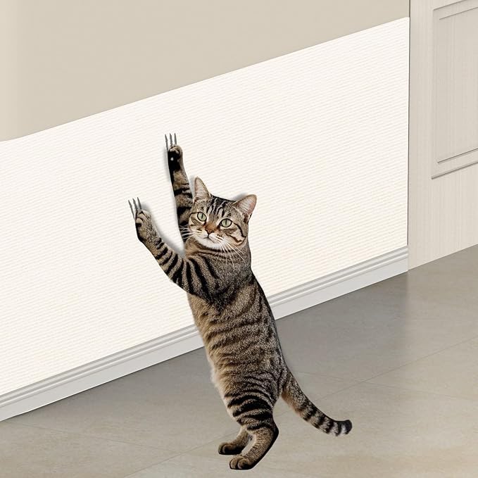 196.8x15.8 Cat Wall Scratcher Mat with Nano Tape,Anti Cats Scratch Furniture Couch Carpet Corner Protector for Indoor,Trimmable Cat Scratching Pad Board Sofa Replacement