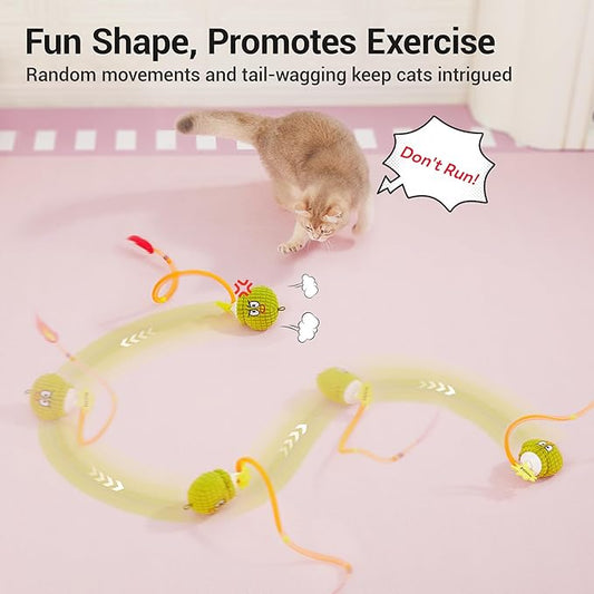 Potaroma Interactive Cat Toy with Motion Sensor, Chirping Sound & Catnip – Funny Grenade Design with Mesh Tail, Rechargeable Smart Rolling Ball for Bored Indoor Kittens & Adult Cats 3 Inches