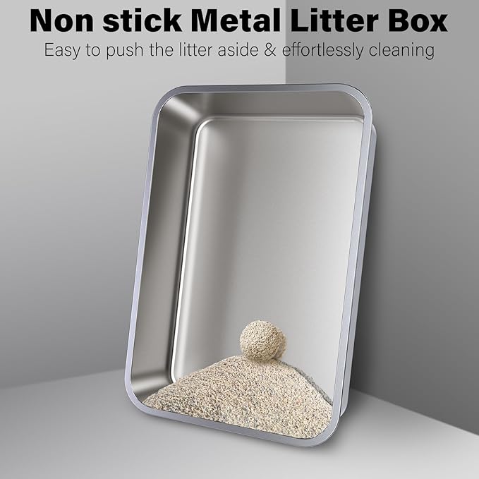 Stainless Steel Litter Box, 23.6"x15.7"x6"(Height) Metal Litter Box 4 Pack,Easy to Clean,Non Stick No Smell Steel Cat Litterbox,XL