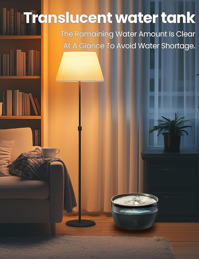 Cat Water Fountain: 101.4oz/3L Ultra Silent Water Fountain for Dogs and Cats Drinking with 2 Filters, Designed Automatic Cat Water Dispenser Easy Clean for Cats Indoor, Black