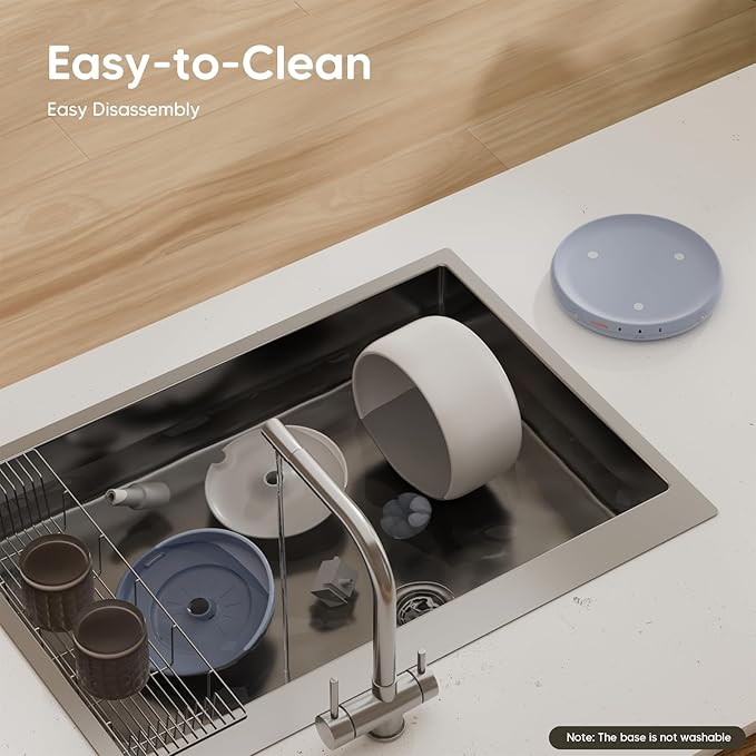 WOPET Wireless Cat Water Fountain, 3L/101oz W03 Stylish Ceramic Pet Water Fountain, 5000 mAh Battery Operated Cat Water Dispenser for Cats & Dogs, Ultra-Quiet, Easy to Clean and Assemble White Blue