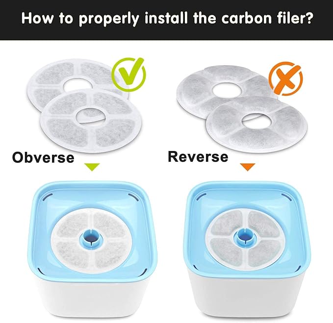 Cat Water Fountain Filters 6 Pack,50% More Activated Carbon,Genuine Cat Flower Fountain Replacement Filters, Fit for Most Dog Pet Drinking Dispenser Triple Filtration (Not for Catit)