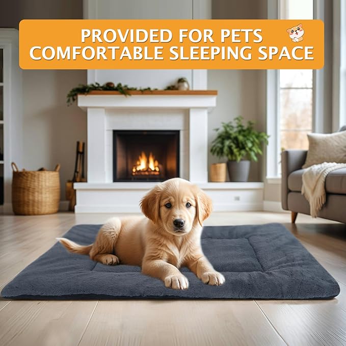 Reversible Dog Bed Mat with Plush and Corn Velvet,Soft Warm Pet Cushion, Dual Purpose Washable Sleeping Mattress Bed for Small Medium Large Dog and Cat XB004 (36"x23", Dark Grey)