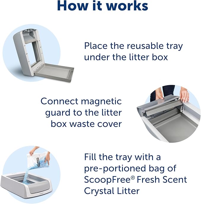 Official PetSafe ScoopFree Crystal Reusable Tray for Cat Litter Boxes - Includes 4.3 lb of Premium Blue Non Clumping Crystal Litter - Compatible with All PetSafe ScoopFree Automatic Litter Boxes