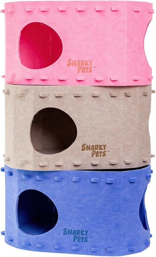 Tess & Liza Felt Cat Cave – Cozy Hideaway for Cats & Kittens | Eco-Friendly Felt Cat House | Durable & Spacious Cat Bed for Large Cats | Stylish Indoor Pet Furniture by Snarky Pets™ Pink