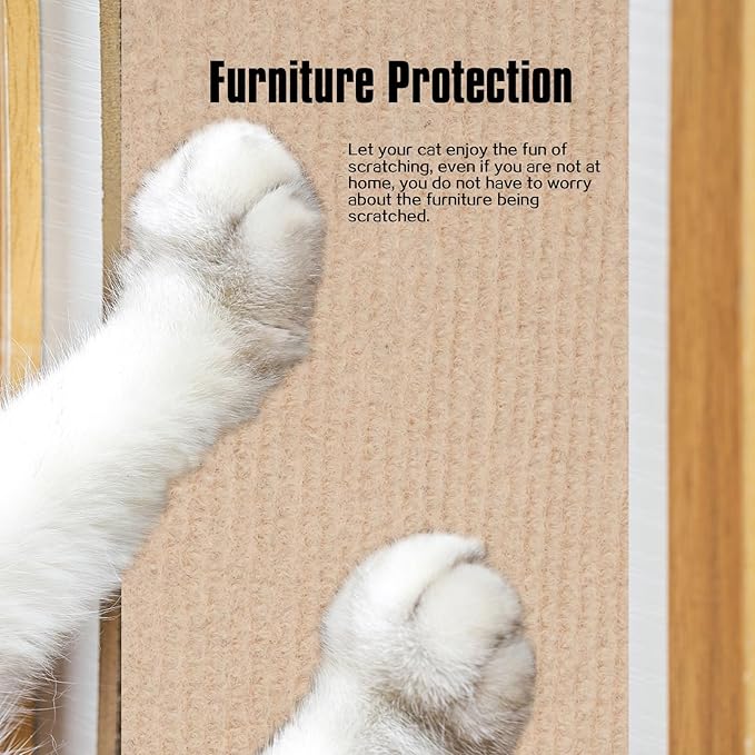 Cat Scratching Mat,Cat Scratch Furniture Protector, Trimmable Self-Adhesive Couch Protector,Carpet Replacement for Tree Shelves, Sofa and Scratching Post (78.7"x15.8",Khaki)
