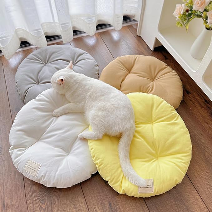 SHENGOCASE 2-Pack 15.7" Round Soft Cat Kneading Pillow Cushion Bed for Dog House Perch, Cushion Pad Padding (White)