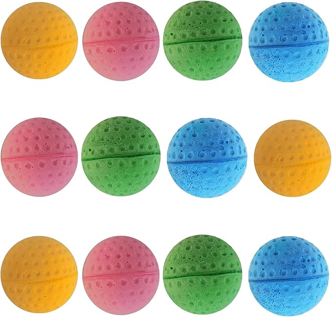 Cat Sponge Ball Toy - Soccer & Golf Foam Balls (48 Count)