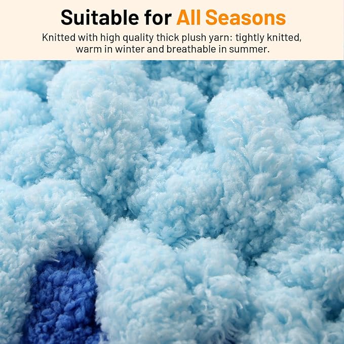 Cat Nest Bed Handwoven Washable Soft Round Cave House Furniture for Indoor Kitten Cloud Blue