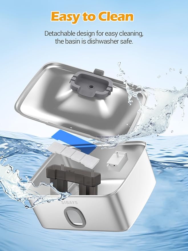 SIBAYS 4Gal/15L Large Dog Water Fountain, Stainless Steel Pet Fountain with Water Window & LED Light, Ultra Quiet Automatic Dog Water Bowl Dispenser for Large Dogs & Multi-pet, Easy to Clean(FS76)