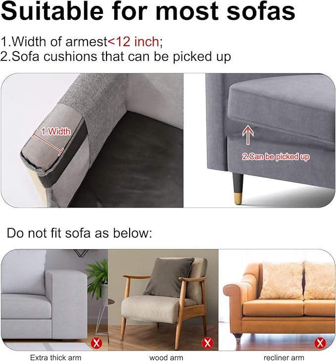 Cat Scratch Couch Protector with Natural Sisal for Protecting Couch Sofa Chair Furniture19.7’’W*23.6’’W(Light Grey/Right Hand)