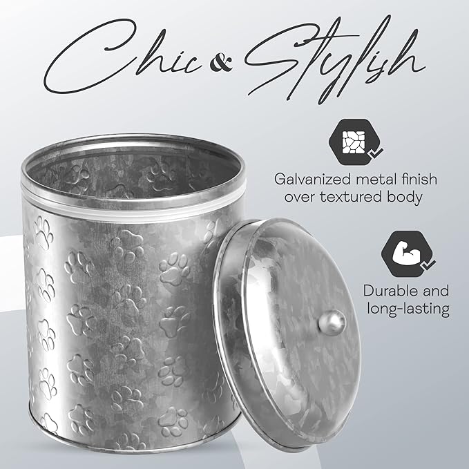 Amici Home Puppy Paws Galvanized Metal Food Canister (7CDI071)