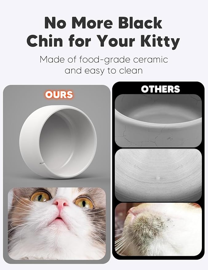 WOPET Ceramic Cat Water Fountain W03 Lite，3L/101oz Ceramic Pet Fountain，Automatic Water Fountain for Cats & Dogs, Fashion Cat Fountain with Ultra-Quiet Pump and Filter & Sponge White Blue