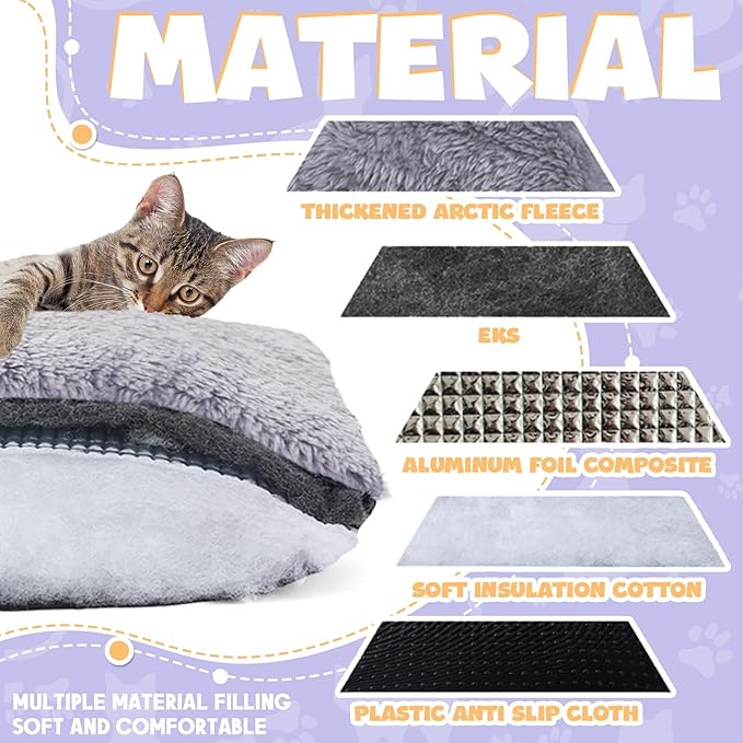 4 Pack Self Warming Cat Bed Pad Self Heating Extra Thermal Cat and Dog Bed Mat 14 x 19.5 Inches Reflects Body Washable Pet Heating Pad Blanket for Cage Indoor Outdoor
