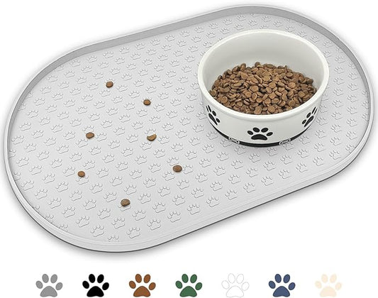 KPWACD Dog Food Mat Anti-Slip Bowl Mats for Food and Water, High-Lips Waterproof Pet Placemat Prevent Messy Spills to Floor, Silicone Puppy Feeding Trays for Large Medium Small Dogs Cats
