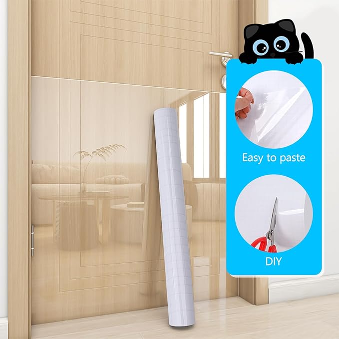 Anti Cat Scratch Furniture Protector, Couch Scratch Protector from Cats, Furniture Protectors from Cats for Couch, Walls, Doors with Pocket Knife, Scraper, Tape(11.8" x 197")
