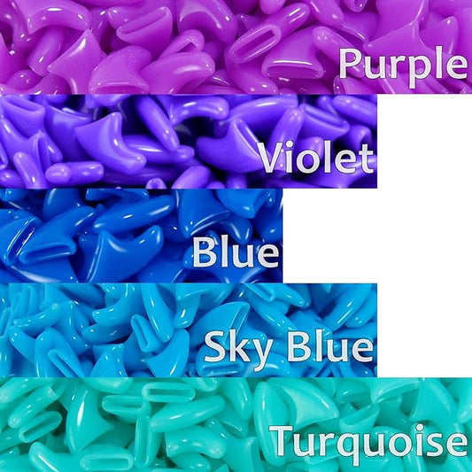 zetpo 100 pcs Cat Nail Caps | Cat Claw Covers | with Adhesives and Applicators (XS, Purple, Violet, Blue, Sky Blue, Turquoise)