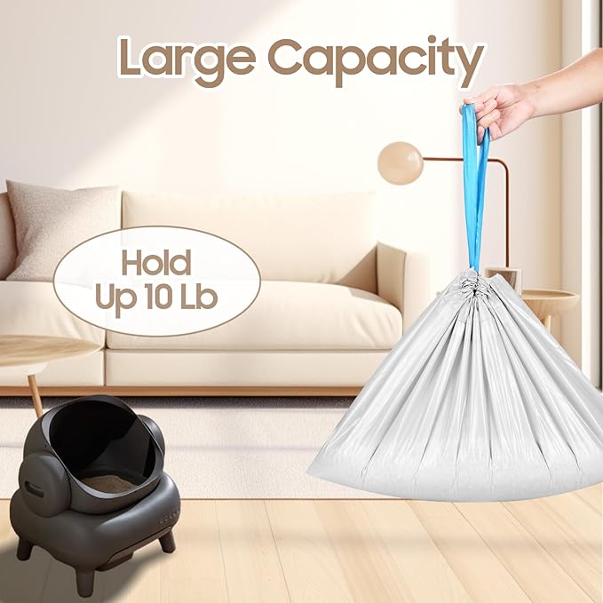 30 Count Cat Litter Replaced Waste Bags Liners for Neakas M1, PetPivot Autoscooper 11 and Similar Open-Top Self-Cleaning Cat Litter Box, Disposable Pet Wast Bags with Drawstring Heavy Duty Leak-proof