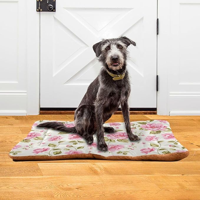 Pet Bed Rose Flower Floral Dog Bed Mat Absorbing Non Slip Pad Pet Sleeping Mat for Small, Medium, and Large Dogs Puppy Cat 36 in x 24 in