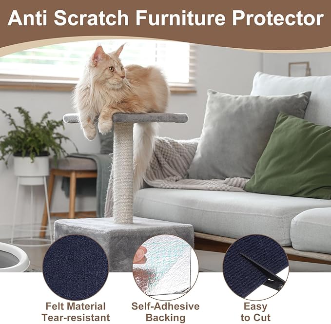 uxcell Self-Adhesive Cat Scratching Mat, 1 Roll 236" x 236" Couch Protector from Cat Claws for DIY Sofa, Wall, Doors, Cut Anti Cat Scratch Pad Carpet Mat, Dark Blue
