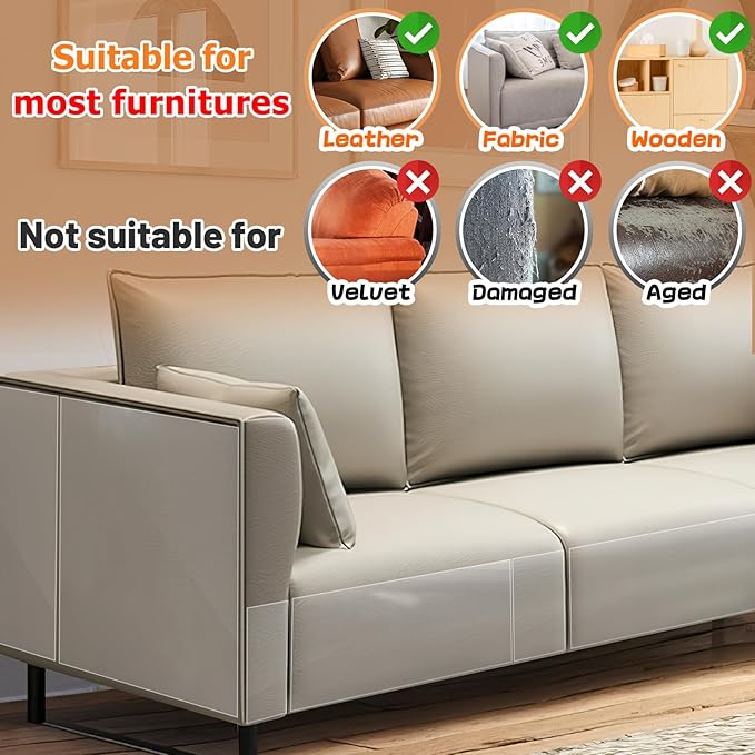 Cat Scratch Furniture Protector - Specially Designed for Leather Furniture, Easy to Remove Anti-Scratch Couch Protector from Cat, No Pins, 16 Pack