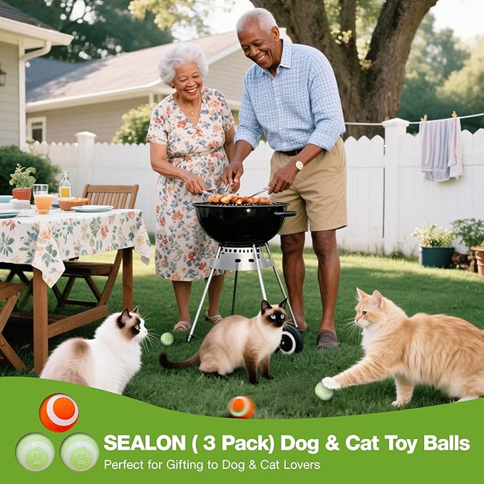SEALON Electric Interactive Dog & Cat Toy Ball(3 Pack) Indoor Cat Play Ball, Suitable for Cats Over 6 Months for Exercise, Weight Loss, and Fun