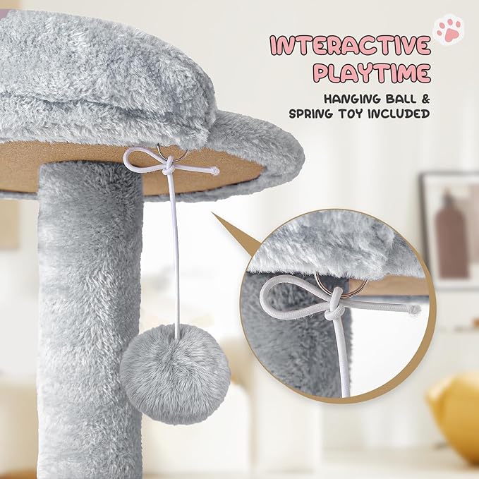 MoNiBloom Cat Tree, 70 Inch Cat Tree Tower with 2 Condo, Tall Cat Tower with Scratching Post, Cat Climbing Tower, Cat Tree for Indoor Cats, Light Grey