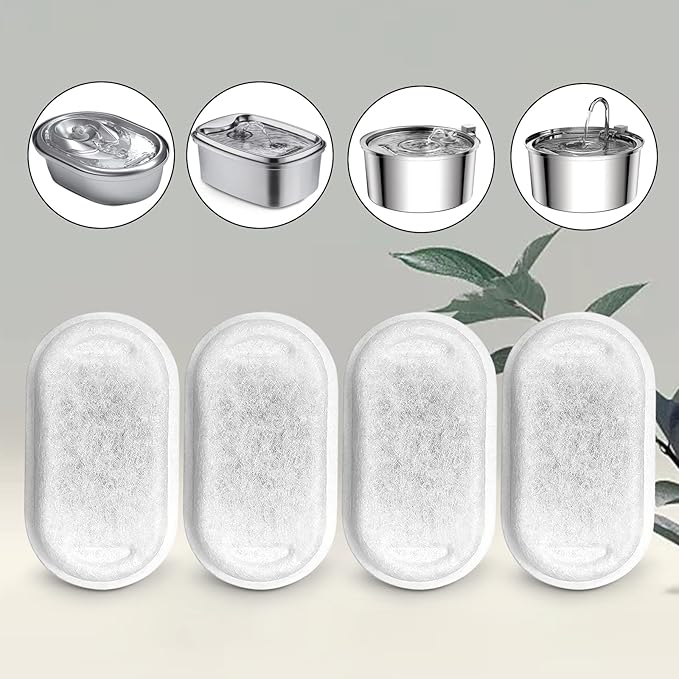 Cat Water Fountain Filters for 108/3.2L& 67oz/2L Stainless Steel Pet Water Dispenser,16 Cat Fountain Filter Replacement with 16 Sponges (16 Filters&16 Sponges)