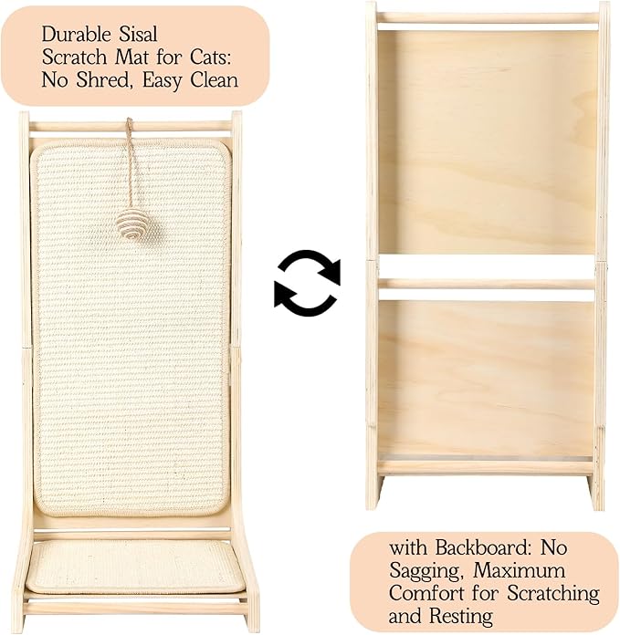 L-Shaped Cat Scratcher Pad for Indoor Cats - Sisal Scratching Board, Furniture Protector, and Scratch Post
