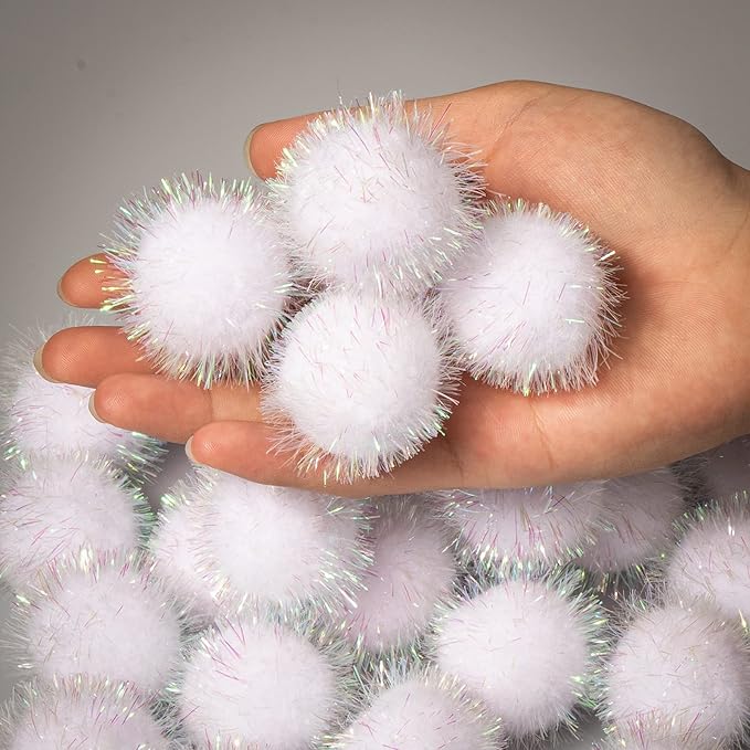 VAPKER 30 Pcs Cat Toys - Sparkle Balls, Extra Large 2 Inch Glitter Balls, White Color