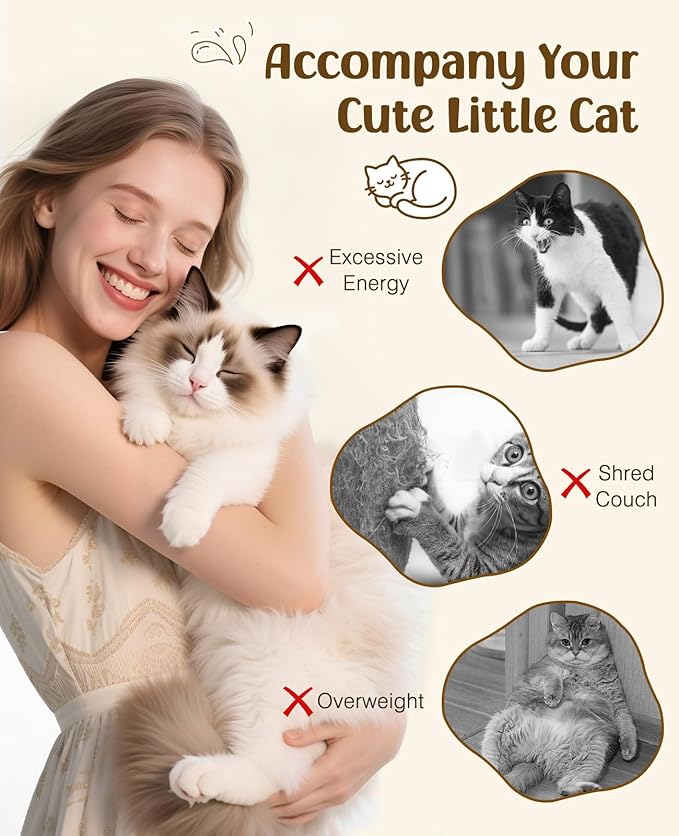 Pawaboo Feather Teaser Cat Toy, Interactive Feather Wand Cats Toy Flying Feathers Cat Catcher with Extra Long 34.5" Wand and Small Bell, Exerciser Playing Toys for Kitten or Cats, Rose + Red Brown