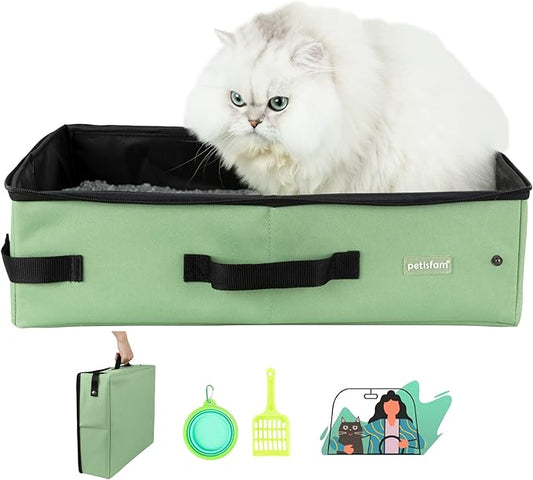 Portable Cat Litter Box with Zipped Top for Easy Travel with Cats and Kitty. Lightweight, Sturdy, Leak-Proof, Odor-Free Medium