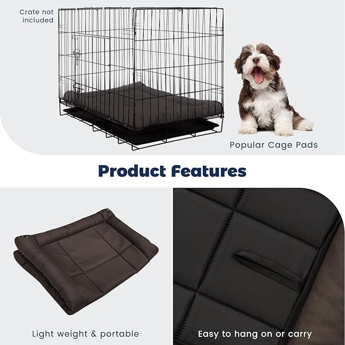 Miguel Oxford 900D Outdoor Waterproof Dog Bed for Metal Dog Crates Water-Resistant All Weather Pet Mat Durable Easy Wipe Clean Travel Indoor Outdoor Puppy Cat Crate Bed 30inch, Brown