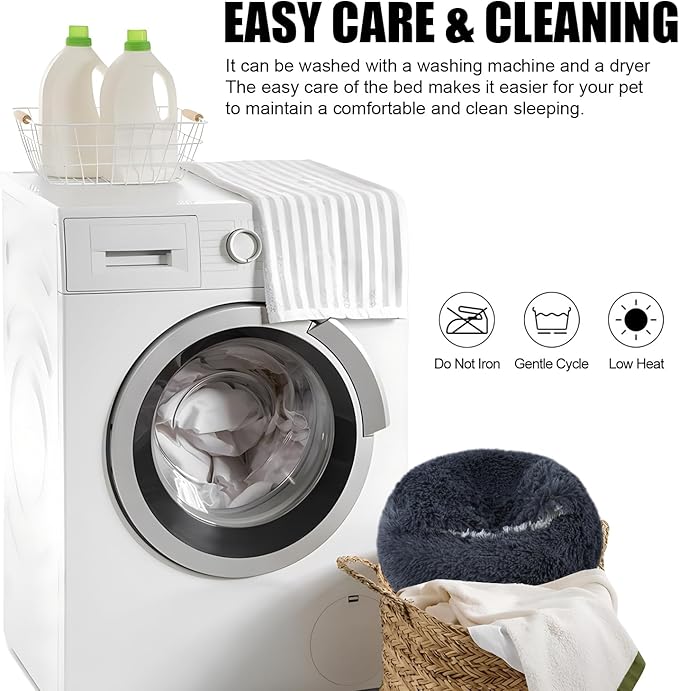 Cat Beds for Indoor Cats,Cat Cave for Puppy and Kitty,Calming Small Dog Bed for Small Dogs with Cover Cave,Cozy Warming Fluffy Washable Anti-Slip Pet Sleeping Bag(24 * 24inch,Dark Gray)