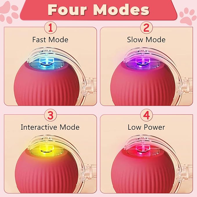 New Interactive Rolling Dog Ball, 360° Interactive Cat Toys for Indoor Cats, Electric Balls for Small Medium Dogs Cats, Grey 1pcs