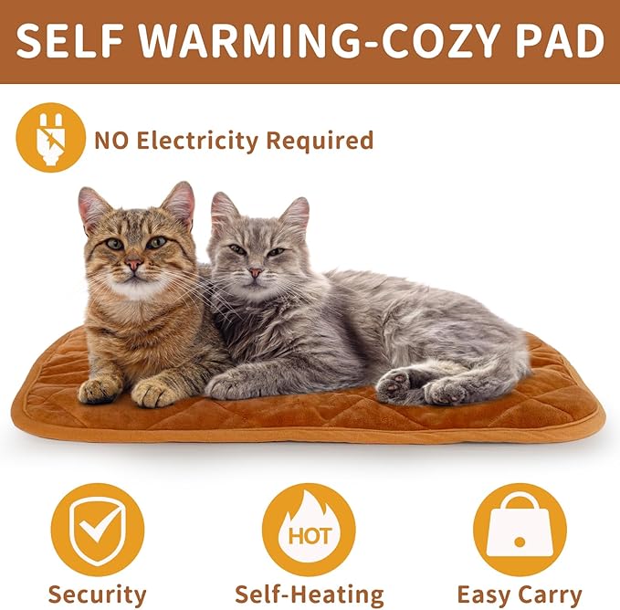 NAMOTEK Self-Warming Cat Bed Indoor/Outdoor Super Soft Self Heating Pet Mat Washable Thermal Pad for Cat & Dog 29x19.6 inch