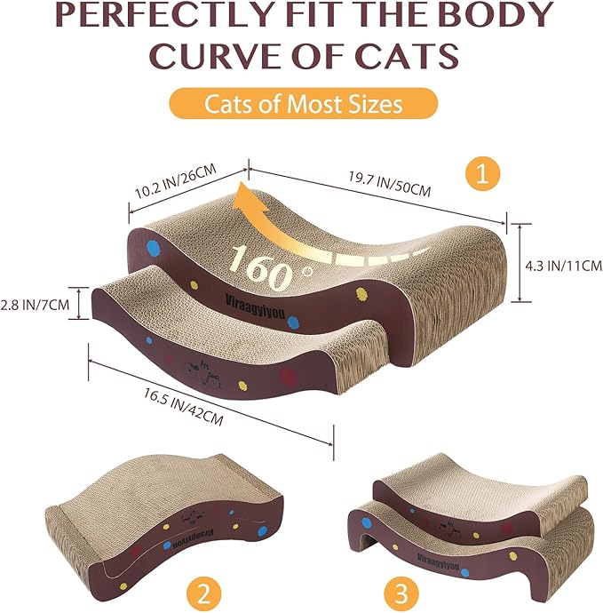 Cat Scratcher Infinity Scratchers for Indoor Cats Kitten Scratching Post, Couch Corner Scratch Pad for Cats as Beds Board & Furniture Reversible Lounge