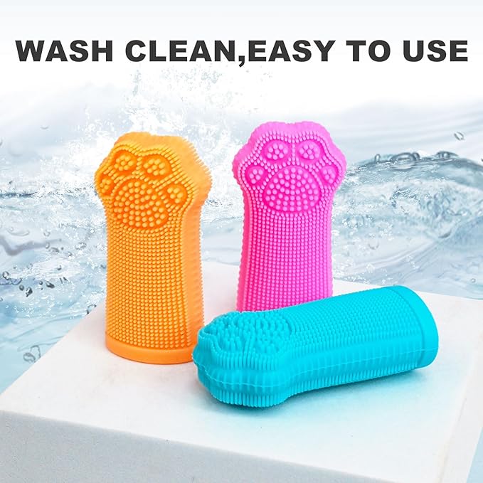 Hera Harmony Finger Toothbrush for Small Dogs, Cats & Puppies, Soft Silicone, 3 Pack