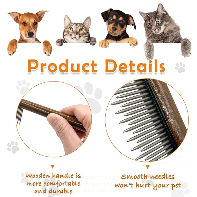 Wooden Dog Cat Flea Comb for Small Pets,Gift for Pet Owners