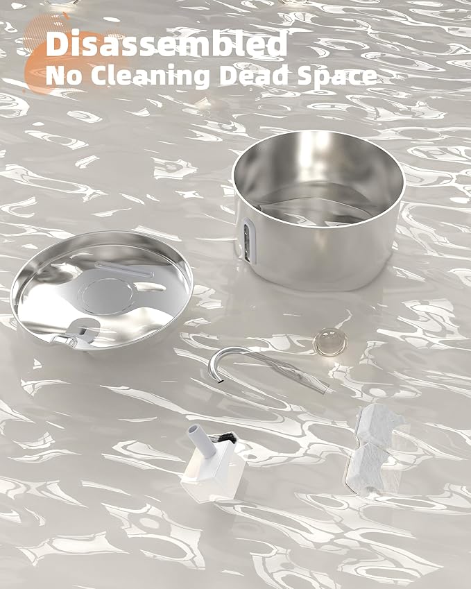 Cat Water Fountain Stainless Steel: Cat Fountain for Drinking - Automatic Pet Water Fountain for Cats Inside - 3.2L Dog Water Dispenser Cat Drinking Supplies Metal Kitty Spout Animal Waterer Bowl