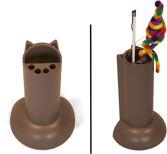 Cat Teaser Wand Holder. Keep Cats Safe with This Unique Cat Toy Storage Solution. Organize Feather Cat Wand Toys. Patent Pending (Gray)