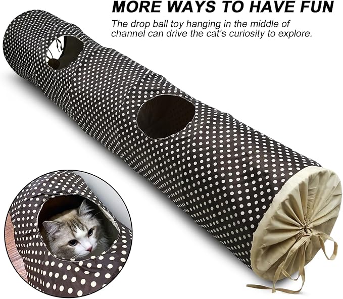 TTCAT Collapsible Classic Cat Tunnel Toys (49.2"),with Plush Ball, Easy to Clean,U-Shaped Cat Play Tunnel for Indoor Cat, Kitty, Kitten…
