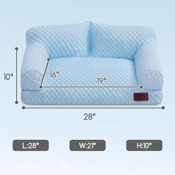 Hollypet Cooling Dog Cat Pet Couch Soft Calming Sofa Bed for Medium Small Cats and Dogs, Gray, 24"x 18"x10"