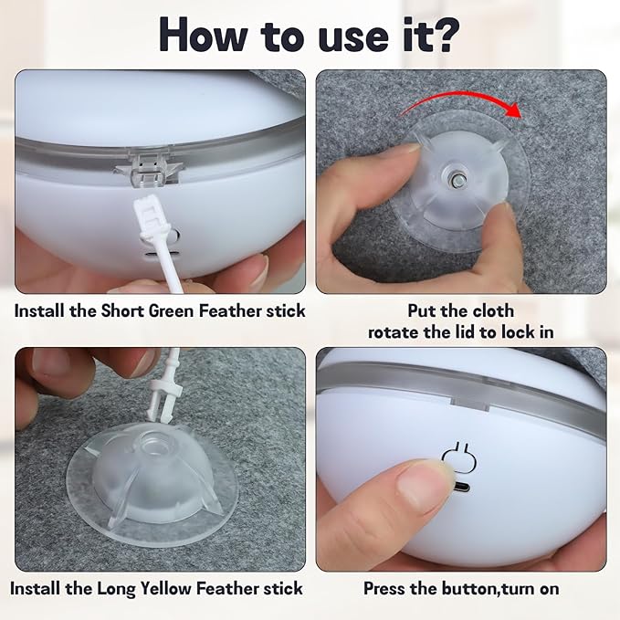 Cat Toys for Indoor Cats,Interactive Toy Hide n Seek for Kittens,Automatic Moving Wand Feather,Motion Activated Exercise Toy for Bored Cats Rechargeable (Grey)