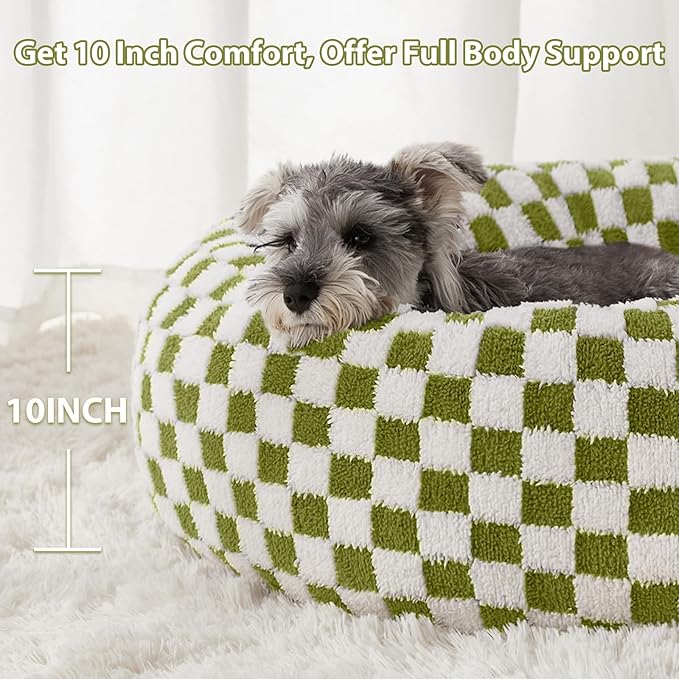BFPETHOME Donut Dog Bed Medium Size Dogs, Cute Medium Dog Bed for Puppy and Kitten, Round Calming Pet Beds with Non-Slip Bottom, Machine Washable,30inch, Green