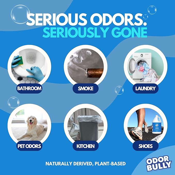 Whip-It Odor Bully Instant Odor Neutralizer - Powerful Plant-Based Formula | Eliminate Stubborn Odors from Home and Car | Fresh Laundry Scent | Dual Purpose Odor Control/Cleaner - 128 oz