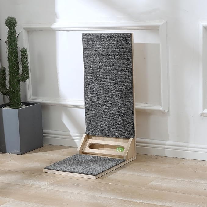 SHENGOCASE 24" Tall L-Shape Cat Carpet Scratcher Cat Scratching Post, Sofa Couch Protector Replaceable Scratching Pad Mat Sisal