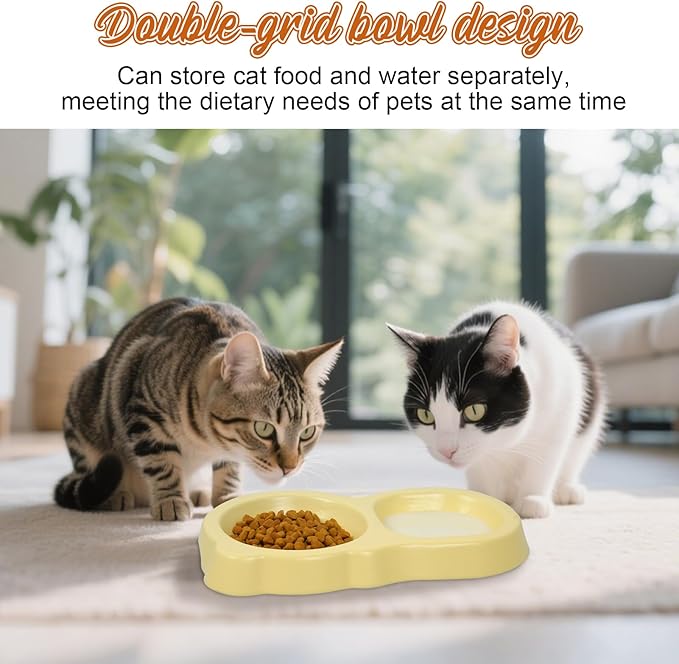 Ceramic Cat Food Water Bowl Set Double Dish Feeder Cat Dog Bowls No Spill Pet Feeding Bowls Keeping Pets from Black Chins for Cats Puppies Tiny Dogs