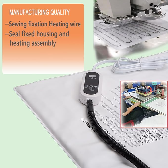 Pet Heating Pad,LED Real-Time Display of Heating Pad Temperature,Heated Bed for Dogs Cats, Preset temperatureand time,with Includes Soft Washable Fleece cover17 X 18"